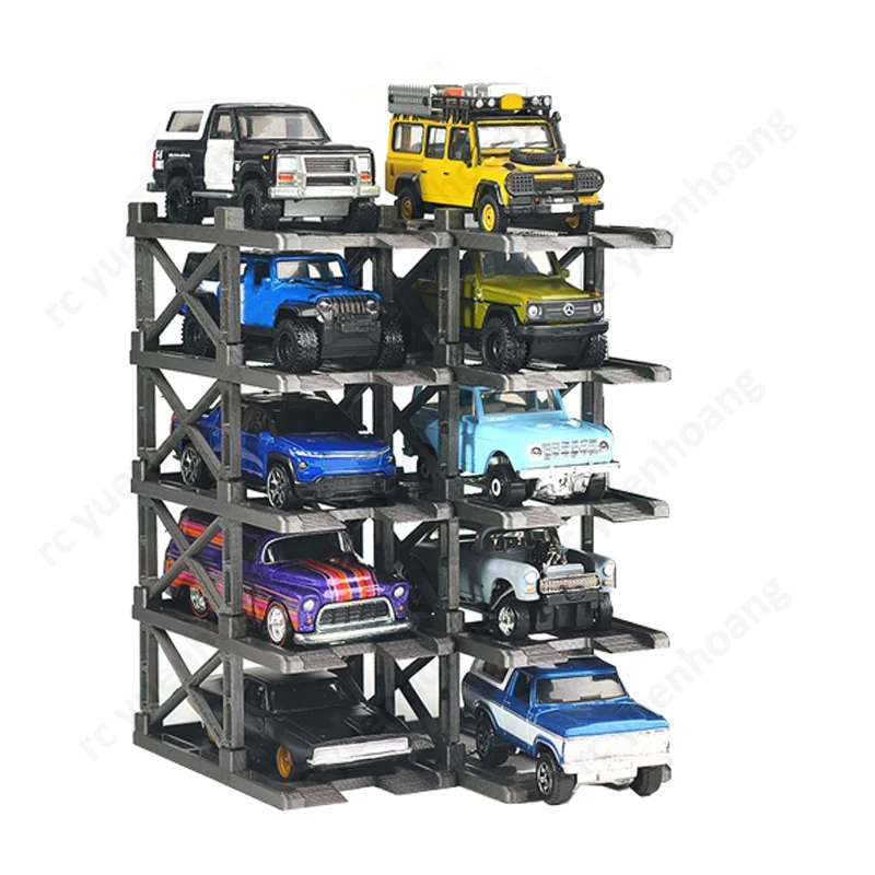 Telaio per veicolo assemblato in scala 1/64 Scaffale di parcheggio tridimensionale Scatola di visualizzazione magnetica trasparente Parti modificate per modello di auto
