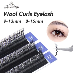 GLAMLASH 3D Curly Wool Lashes Curl Cat Eye Eyelashes Fluffy Thick Fasle Eyelashes Natural Long Handmade Eye Lashes Extension