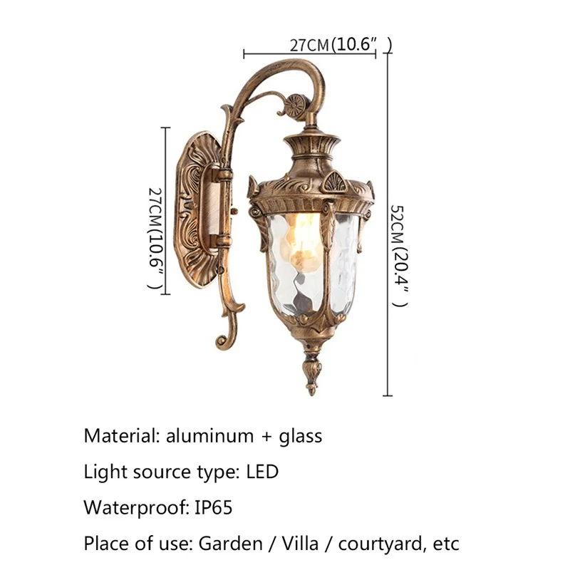 TINNY наружные классические настенные светильники Светильник СВЕТОДИОДНЫЙ, водонепроницаемая бронзовая лампа IP65 для украшения дома, крыльца