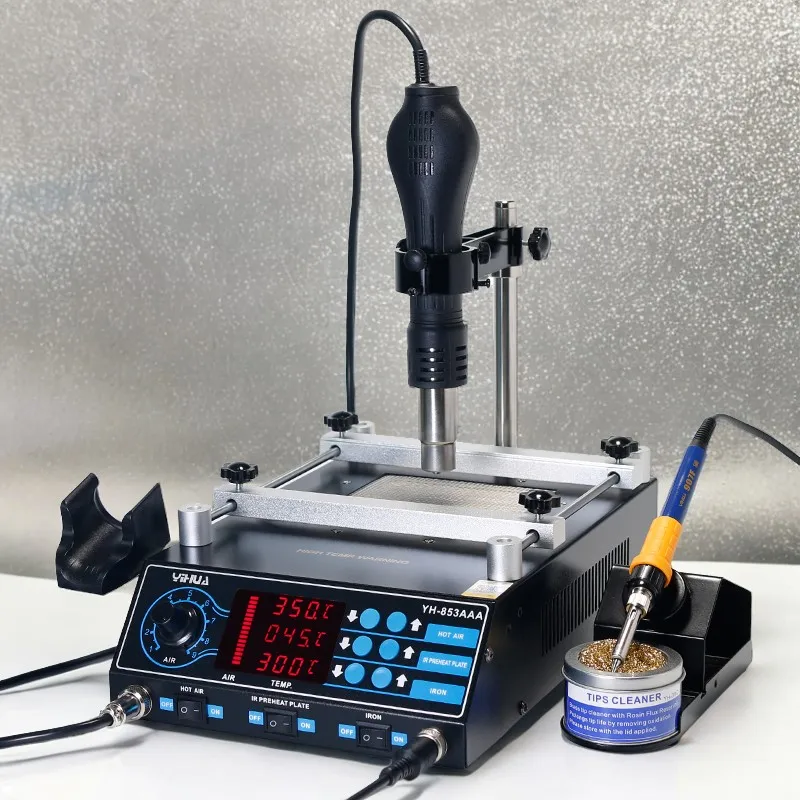 Preheating and rework soldering station, 1 hot air gun, soldering iron repair tool, BGA desoldering station