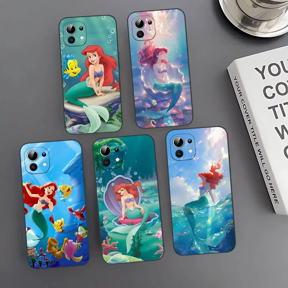 

Cute Ariel The M-Mermaid Slim Black Shockproof Phone Case Snug Fit For Xiaomi 12,11,12S Ultra Redmi Note 11,10T,9,9A,8Pro,8T,5G