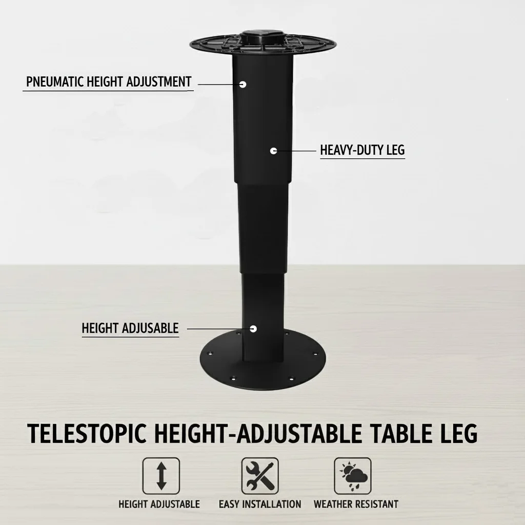 

Пневматически регулируемая алюминиевая ножка стола для автофургонов, подходит для автофургонов, кемперов и лодок, с диапазоном высоты от 13 до 28,7 дюймов.