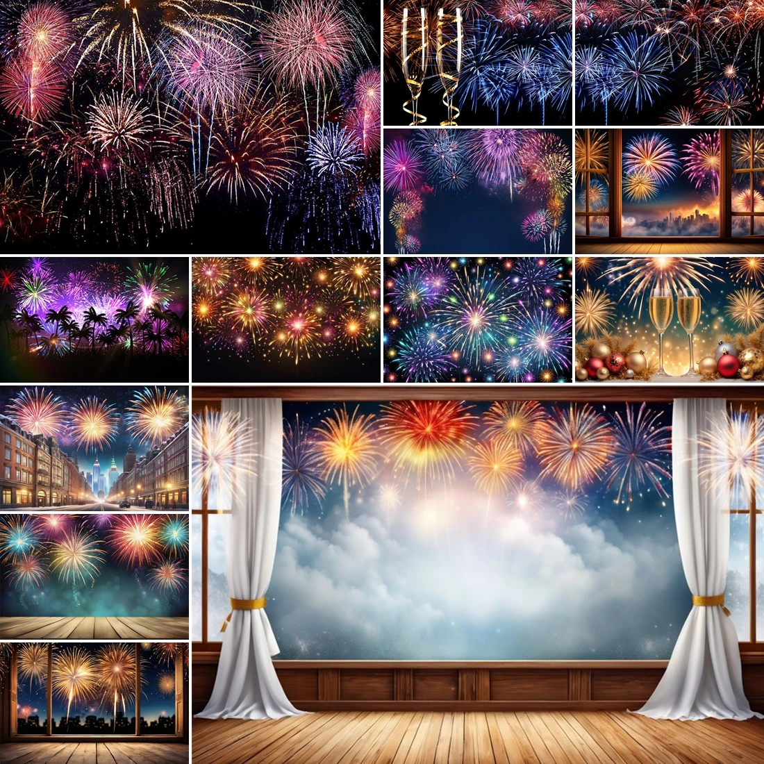

MOON.QG New Year 2026 Custom Backdrop City Night Background Poster Photo Studio Kids Photobooth Photocall Family