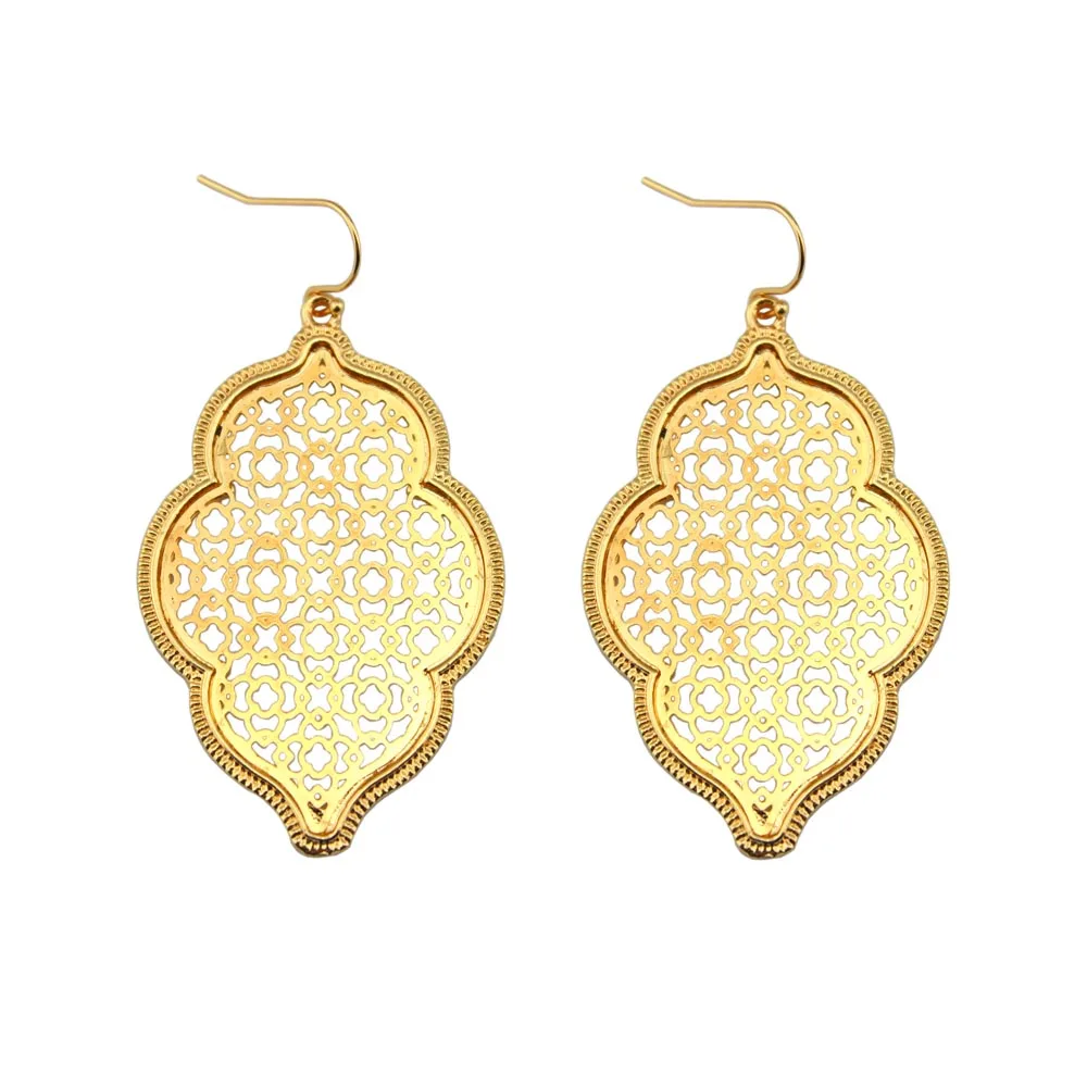 1 Pairs Filigree Moroccan Drop Earrings for Women Fashion Jewelry