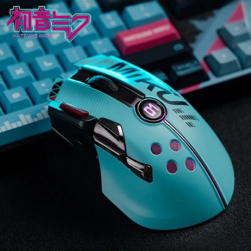 Hatsune Miku Gaming Mouse Anime Usb 2.4g Wireless Rgb Light 12000dpi Mouse For Desktop Pc Computers Laptop Mouse Festival Gifts