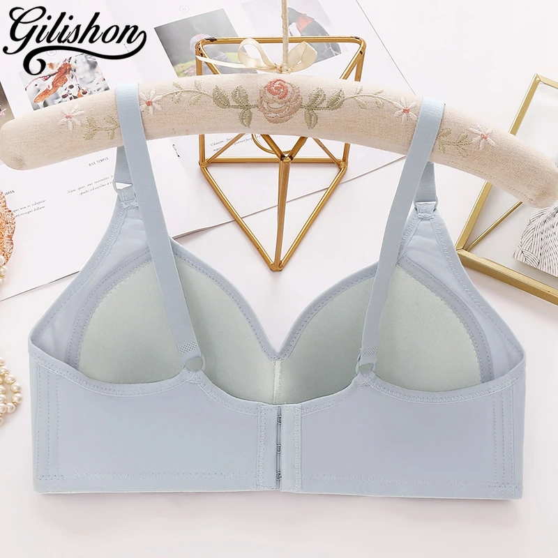 New Women Bra Sexy Push Up Tops B Cup Thin Section Underwear Without Steel Ring Lingerie Soft Comfortable Gathering Brassiere