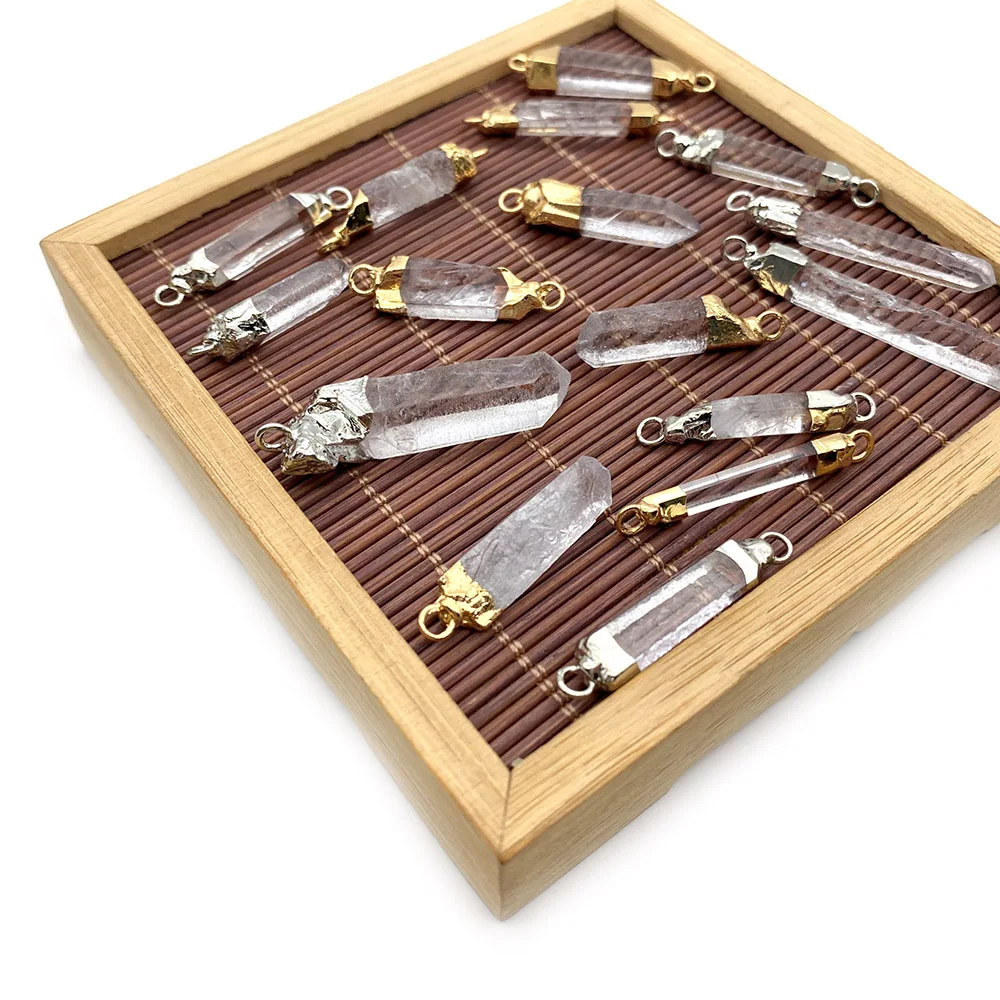 

Натуральный белый кристалл, полированный, неправильной формы, посеребренный, позолоченный, подвеска с одним отверстием, соединитель с двумя отверстиями, ювелирные изделия