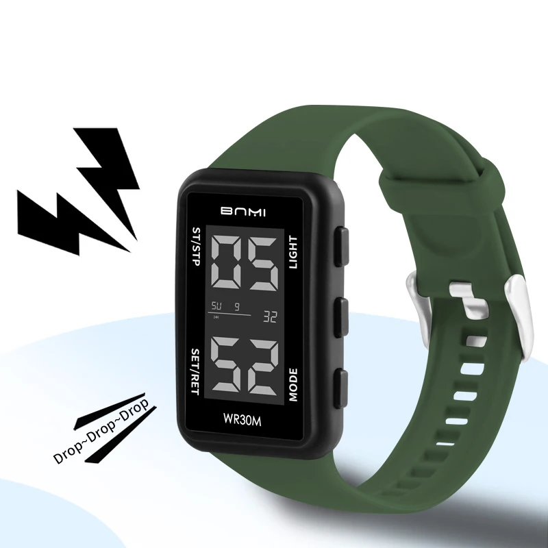 Multifunctional Rectangular Men's Electronic Watch 30m Waterproof Alarm Clock LED Display Sports Watch Man Digital Wristwatches