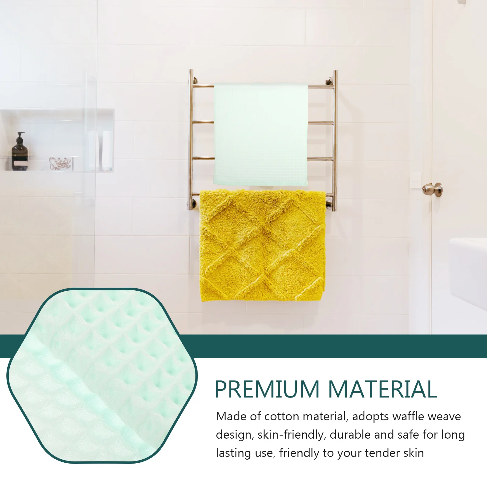 

3Pcs Cotton Waffle Weave Towel Quick Dry High Absorption Large Washcloths for Bathroom Spa Gym Hotel Use