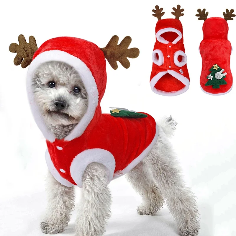 Cat Clothes Santa Claus Clothing Puppy Kitten Clothes Hooded Warm Dog Clothes Clothing Accessories Pet Christmas costume