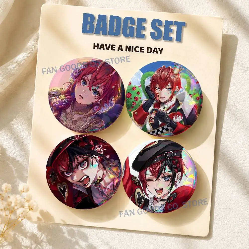 R-RiddleS R-Rosehearts Brooches for Backpack Accessories 25,32,44,58,75mm Round Enamel Pins 2-piece set Cartoon Anime Badge