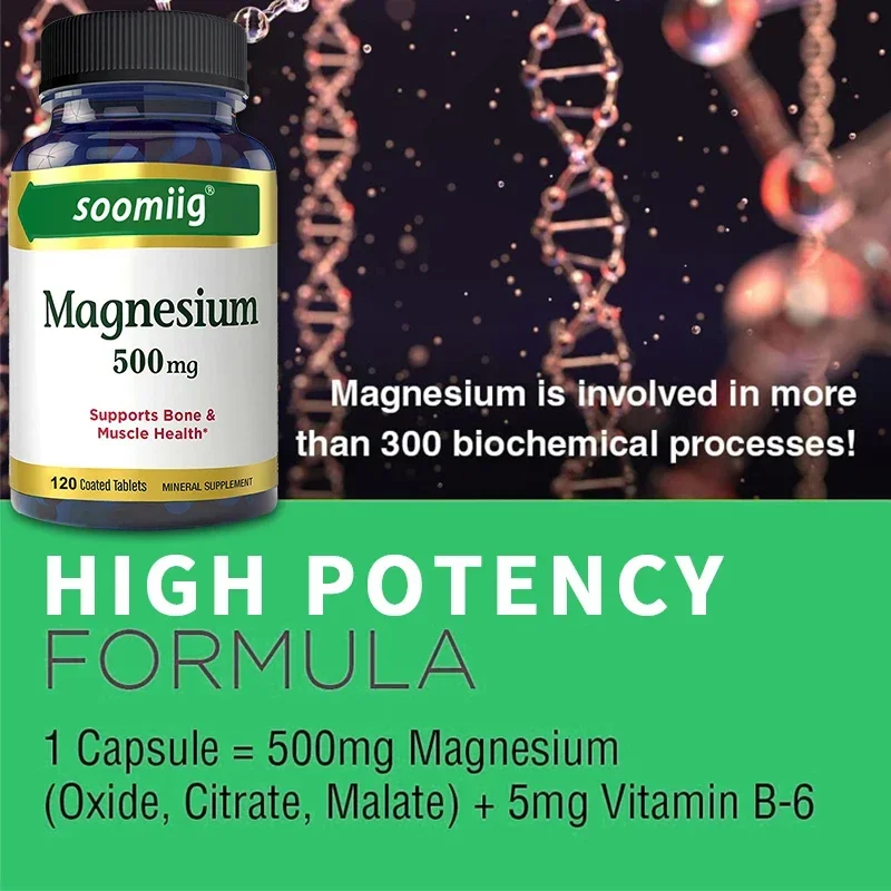 Magnesium Capsules 500 Mg - Highly Absorbable Magnesium Oxide To Support Bone and Muscle Health