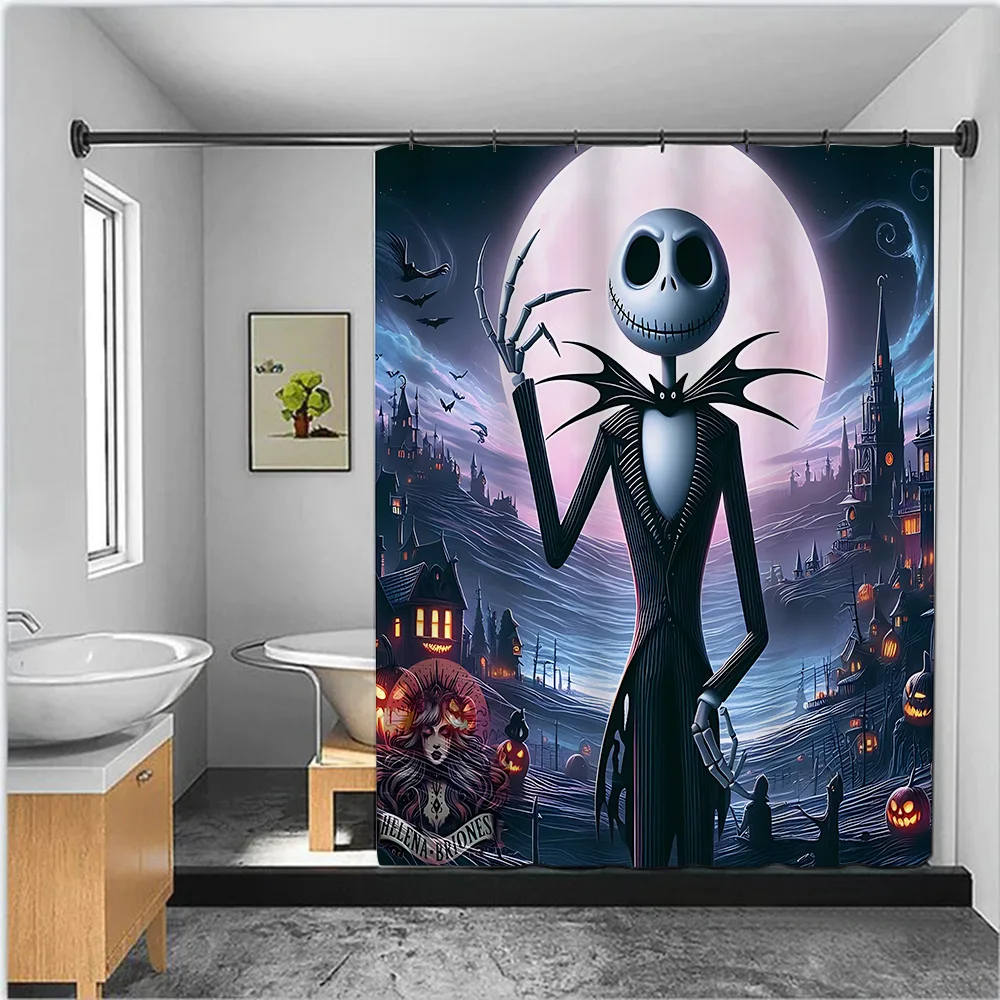 Shower Jack Skellington Curtain Waterproof Polyester Fabric Paint Colorful Bath Curtains Home Bathroom Decor Curtain With Hook