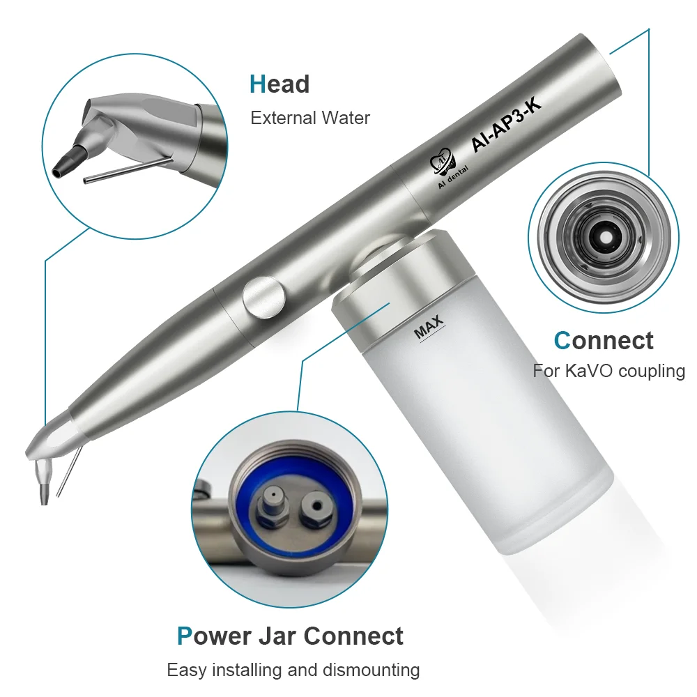 AI-AP3-K/N Dental Air Abrasion Unit Aluminum Oxide Sandblaster Polisher External Water Spray Mist Teeth Whitening K N Connector