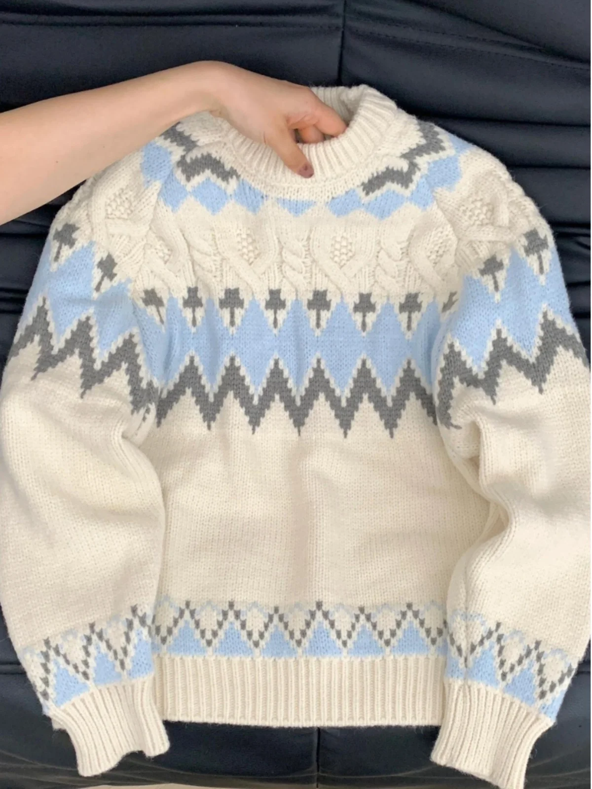 

Women's Spring and Autumn Winter Knitted Sweater Soft and Fluffy Lazy Sled Commuter Loose Sweater