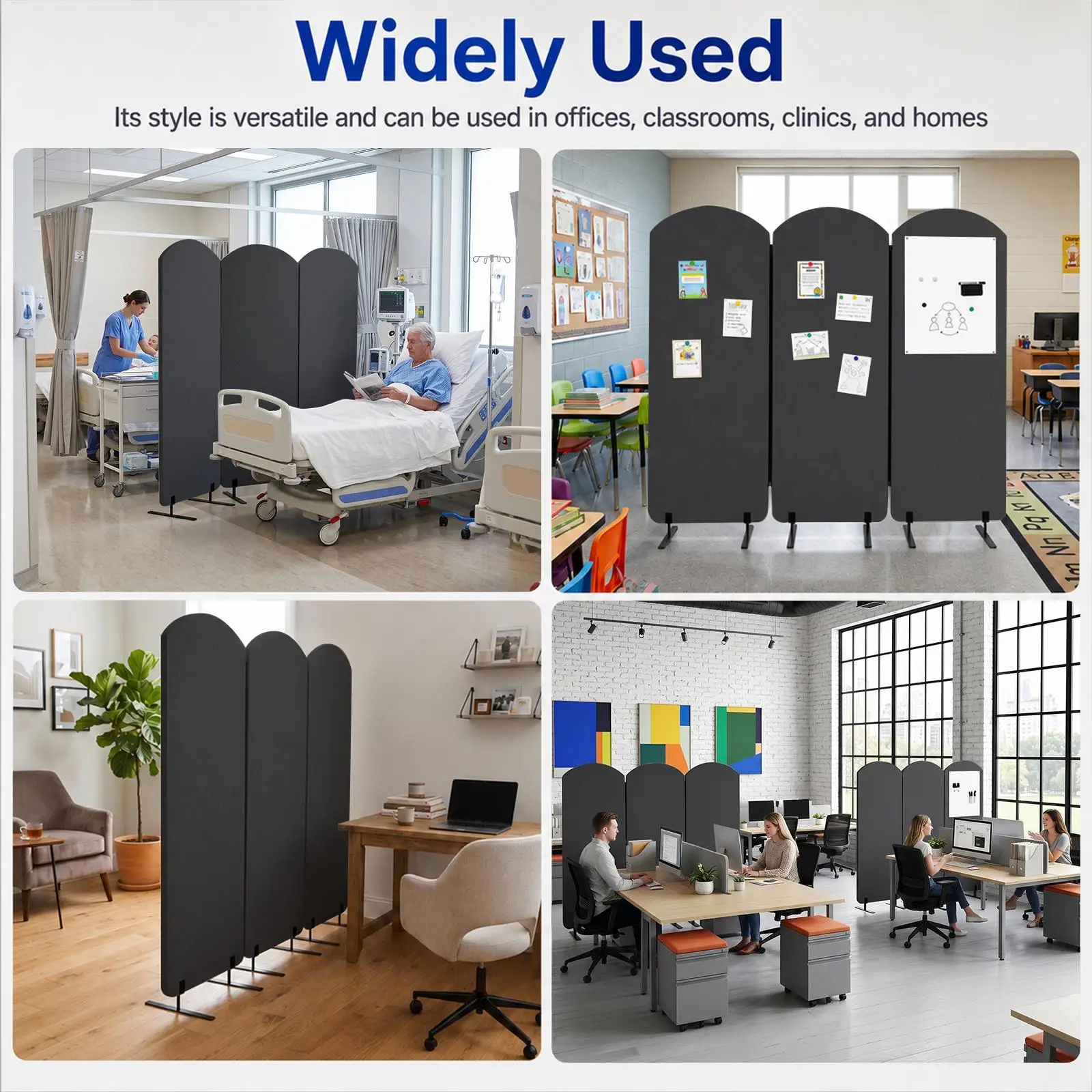 Sound Proof Dividers Free Standing Privacy Panels 3 Pieces Soundproofing Wall Divider with Soft Whiteboard for Classroom Home