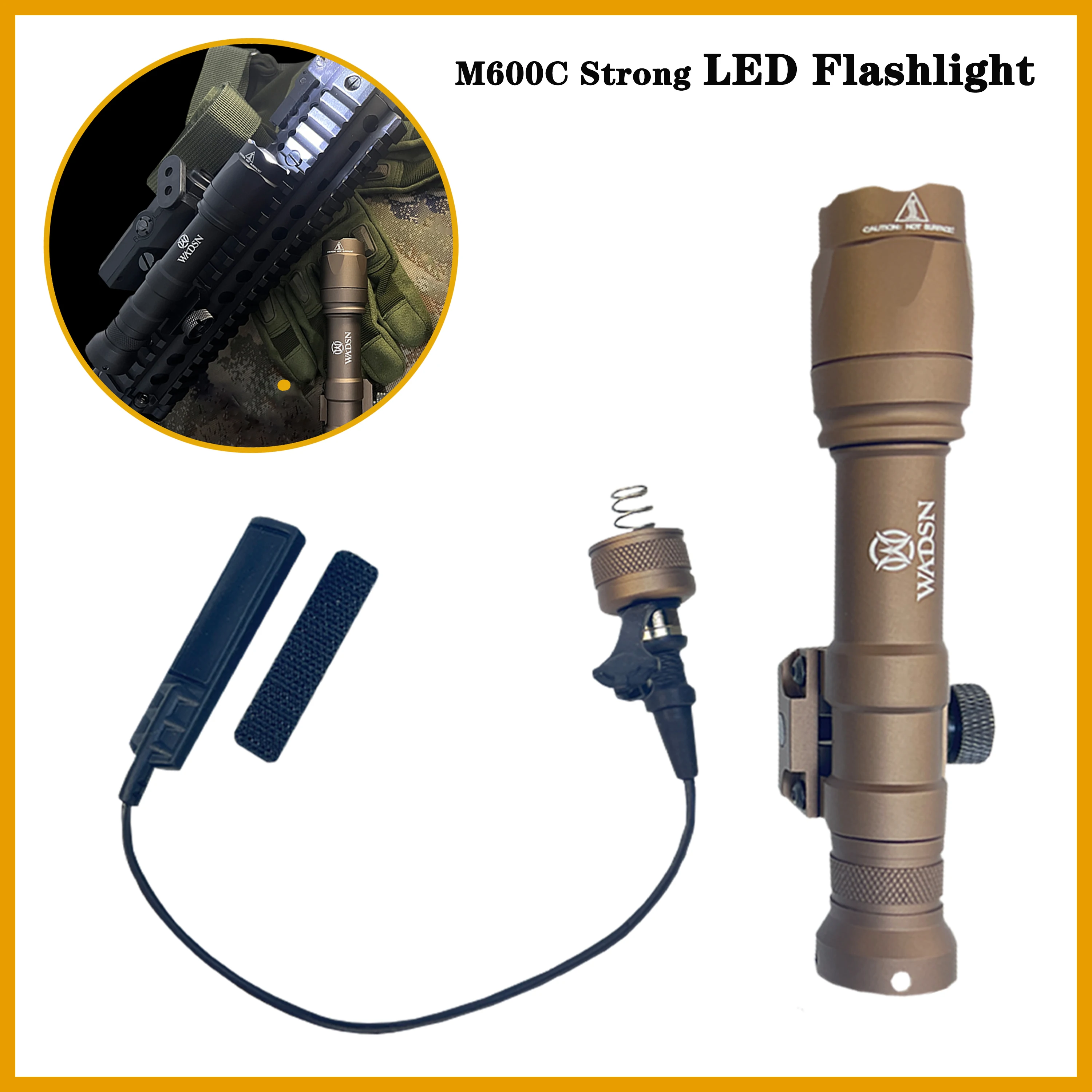 wadsn sf m600c lanterna forte 400lm luz led branca iluminacao exterior trilho de 20 mm arma de caca airsoft acessorios scout 01