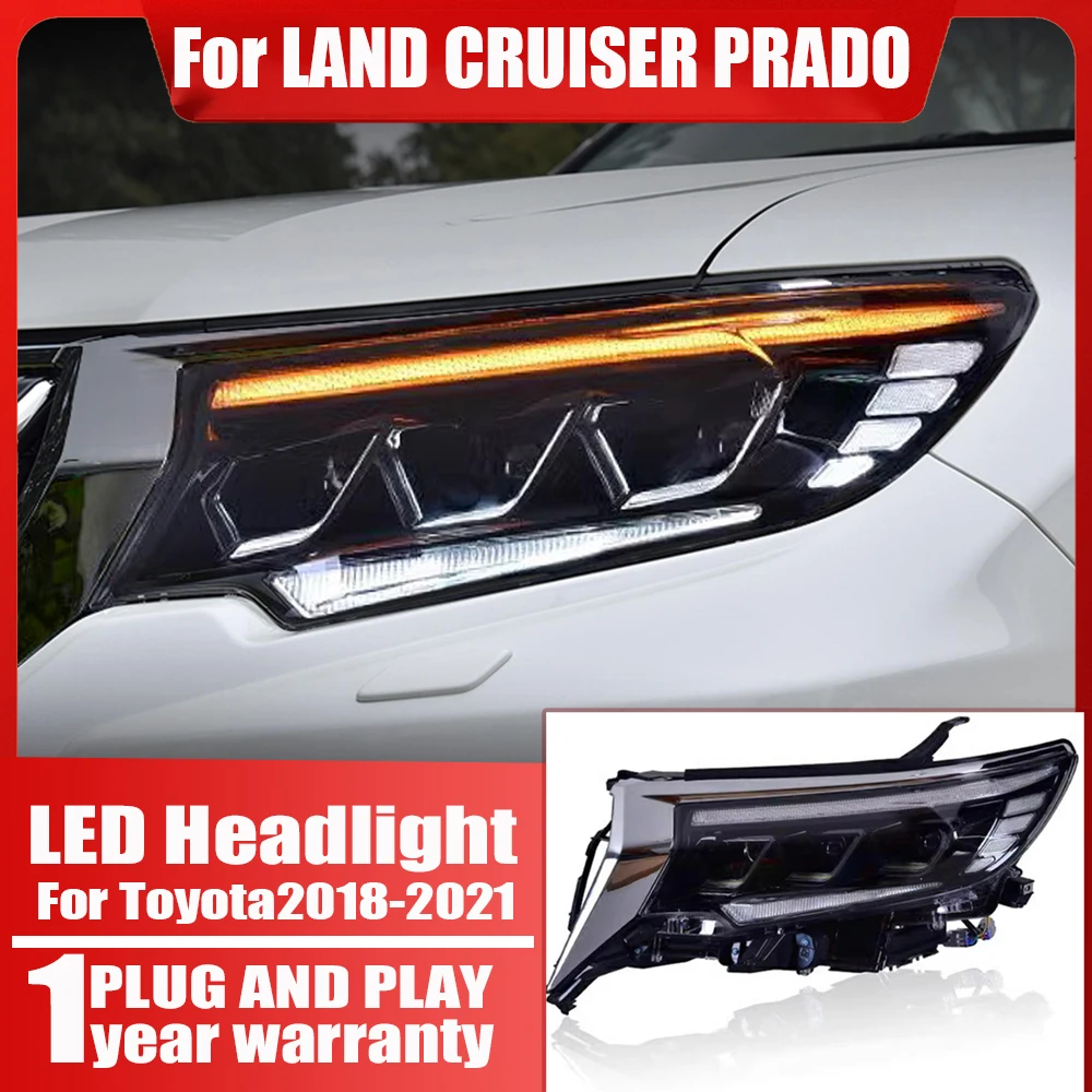 

2PCS Car LED Front Lights For Toyota PRADO Headlights 2018 2019 2020 2021 LAND CRUISER Modified Full LED Headlight Accessories