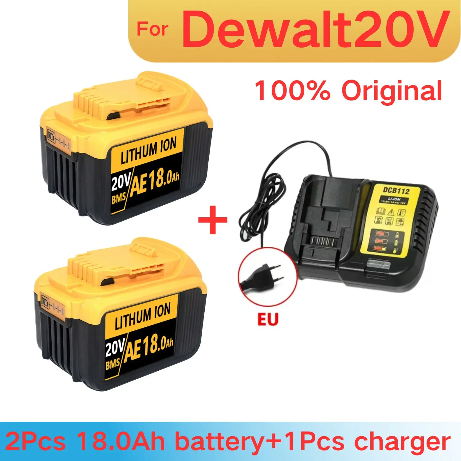 New 100% Original 18000mAh 20V for Dewalt Power Tool Battery DCB206 20V 18.0Ah Battery DCB206 20V Battery DCB205 DCB200