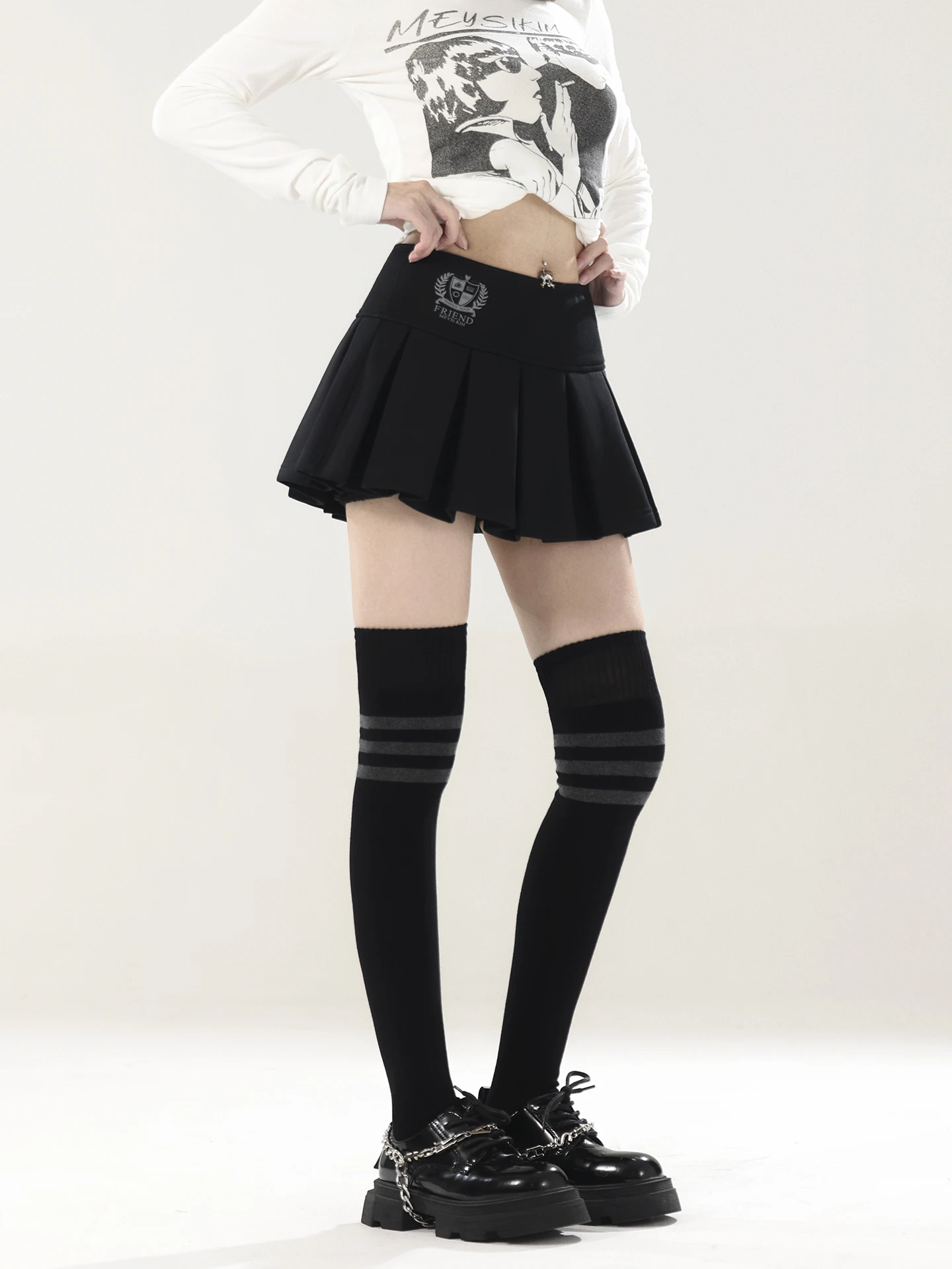 

Юбка плиссе с высокой талией Meysikim для женщин, универсальная, для повседневной носки, из смесового хлопка, полиэстера и спандекса