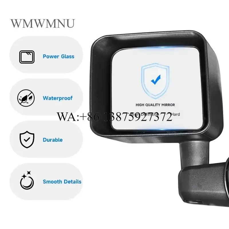 Wmwmnu New Full Manual Non Heated Foldable Door Mount Side Mirror Matte Black for JK 2010 2016