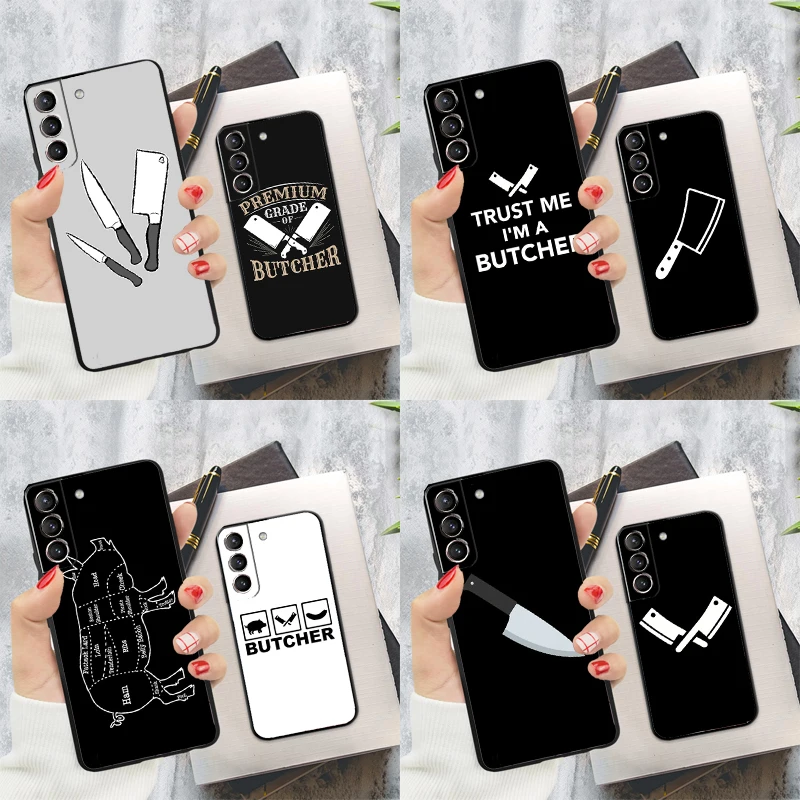 Butcher Cleaver Phone Case For Samsung Galaxy S24 Ultra S22 S23 S20 S21 S24 FE S9 S10 Plus Note 10 20 Ultra