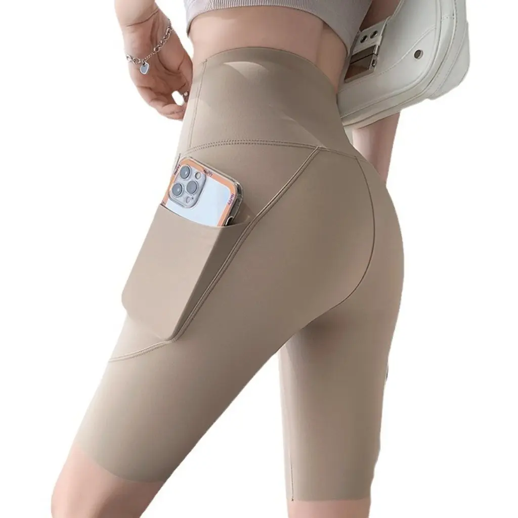 

Женские спортивные брюки с изображением акулы на открытом воздухе, тонкая летняя верхняя одежда с карманом на животе, стиль для йоги, фитнеса, бедра