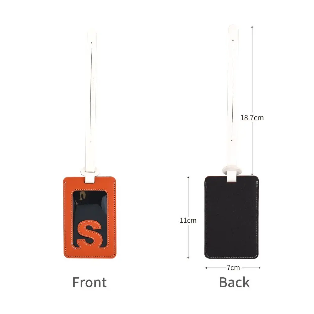 Solid Color 26 Letter Name Luggage Tag PU Baggage Name Tags Airplane Suitcase Tag Information Card Travel Accessories