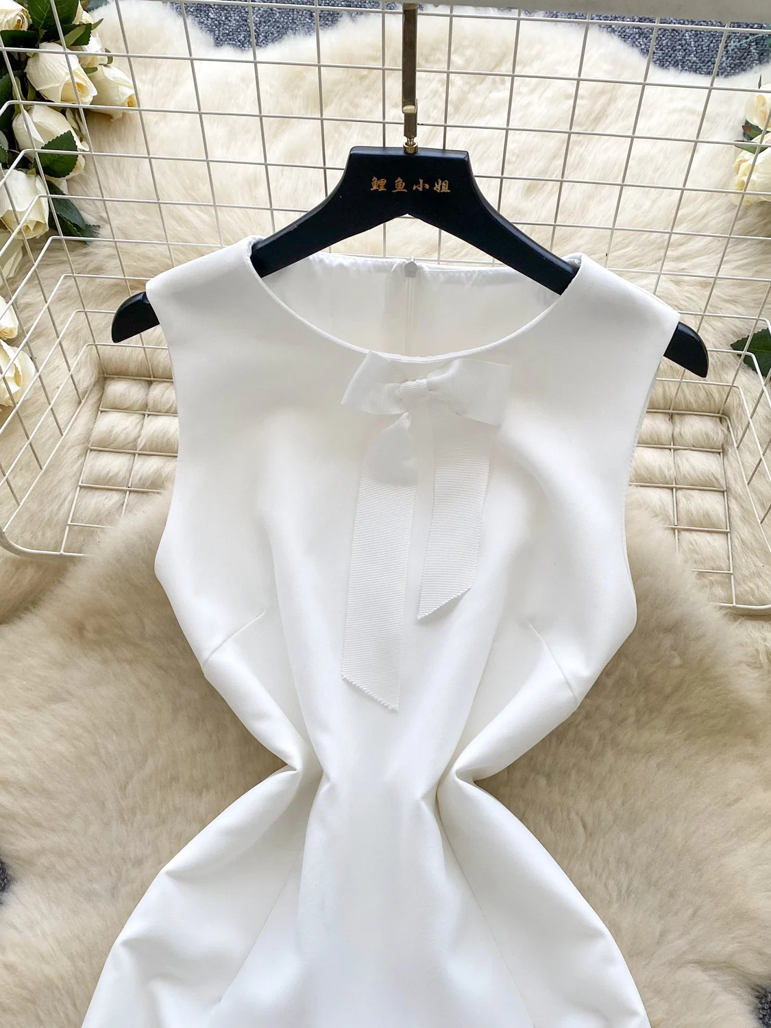 Ele rond Ne Svel taille haute gilet Dr femmes automne taille cintrée 3D dentelle garniture noeud jupe Dr