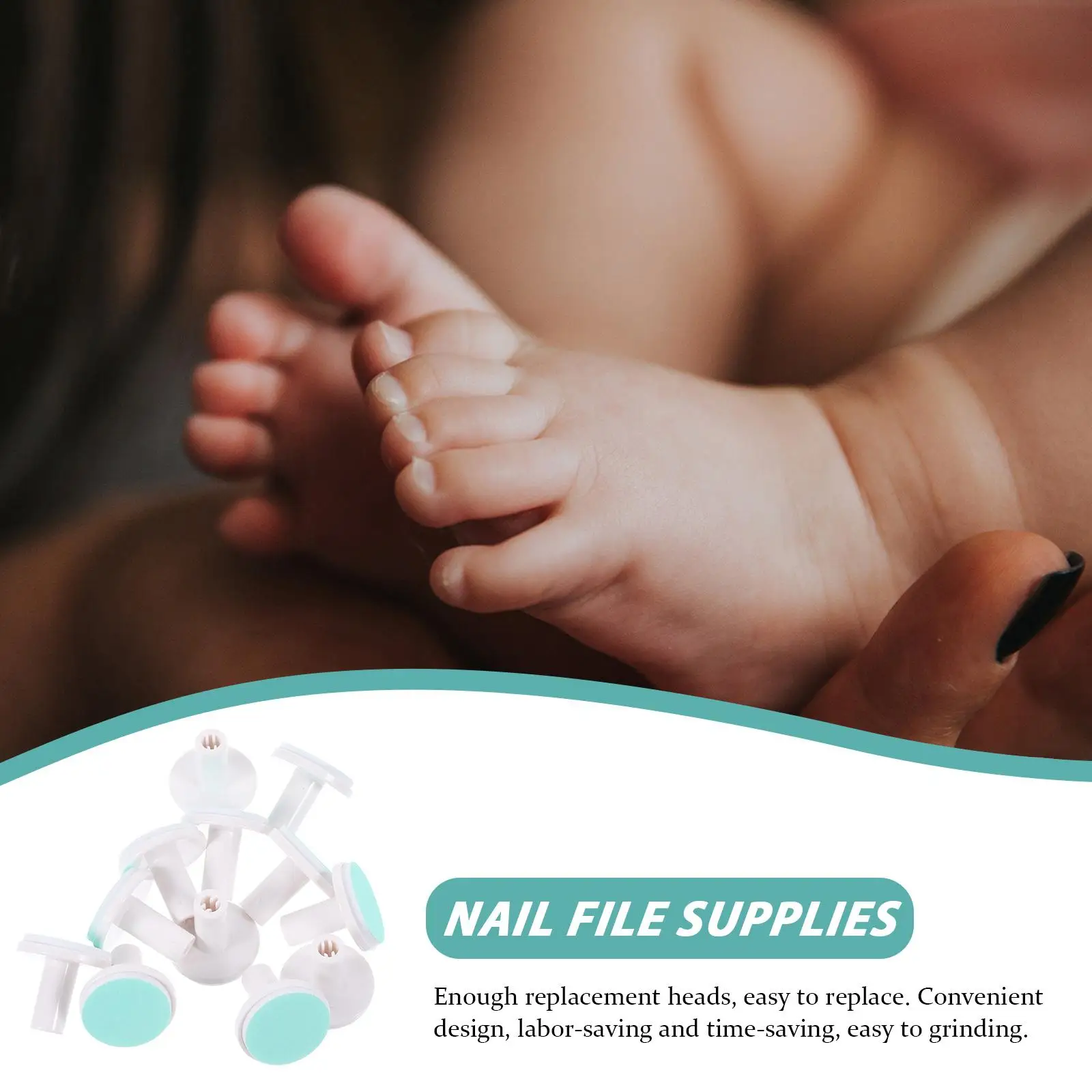 12pcs Red Baby Nail Grinder Heads 1 6 Months Replacement Pads Trimmer Tools Electric Nail File Supplies Clipper For Nail Care