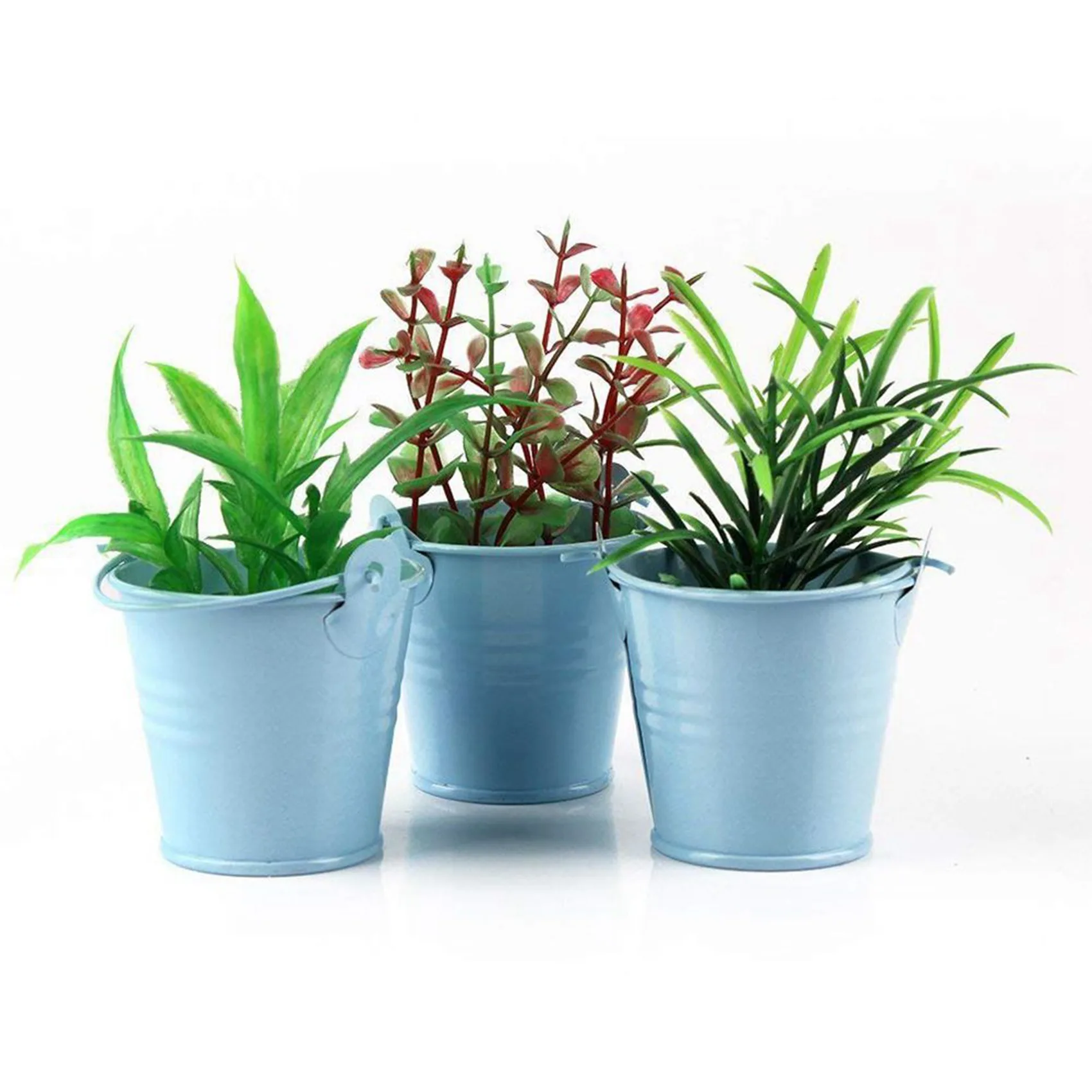 YLS-24Pcs Planter For Flowers Mini Buckets Metal Table Decoration (Random Color)