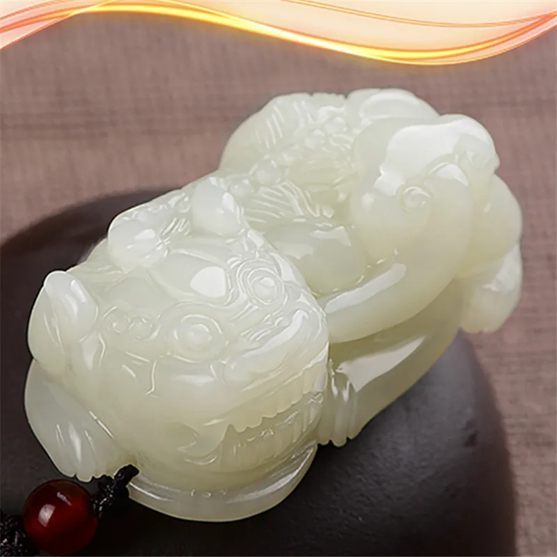 Direct Supply Jade Products Pi Xiu Pendant Men's and Women's Jade Pendant Hetian Jade White Jade Overlord Pendant for Lovers image 3