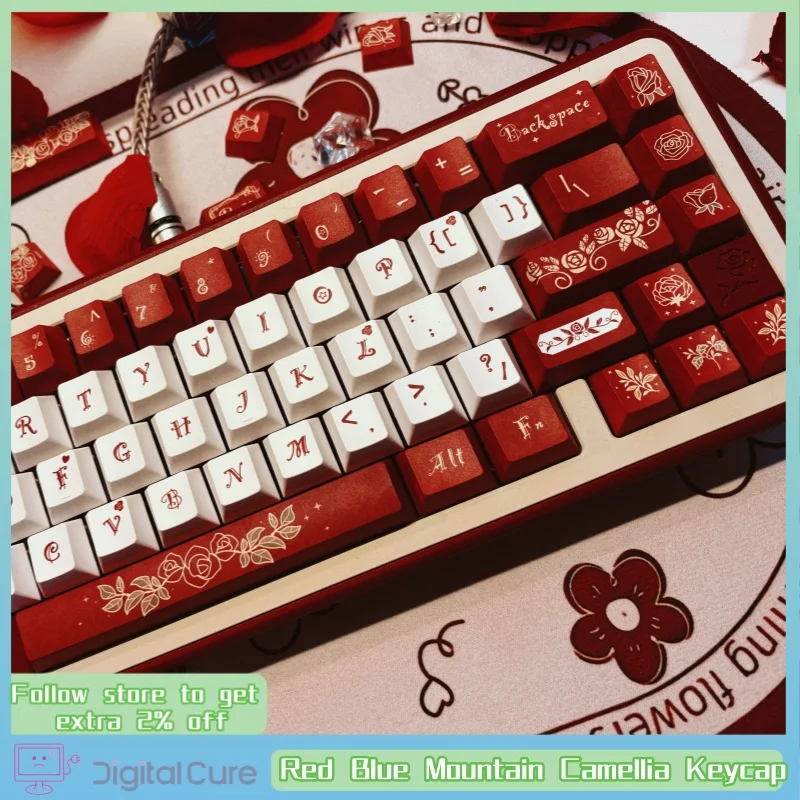 Keycap Red Blue Mountain Camellia Theme Series 139 Key Full Heat Sublimation Cherry Profile Mechanical Game Keyboard Keycap