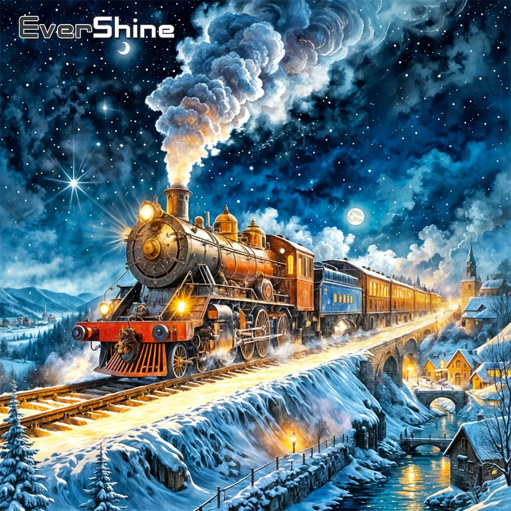 

Evershine Новое поступление алмазная живопись поезд акриловые принадлежности для рукоделия DIY мозаика зимний пейзаж вышивка крестиком подарок ручной работы