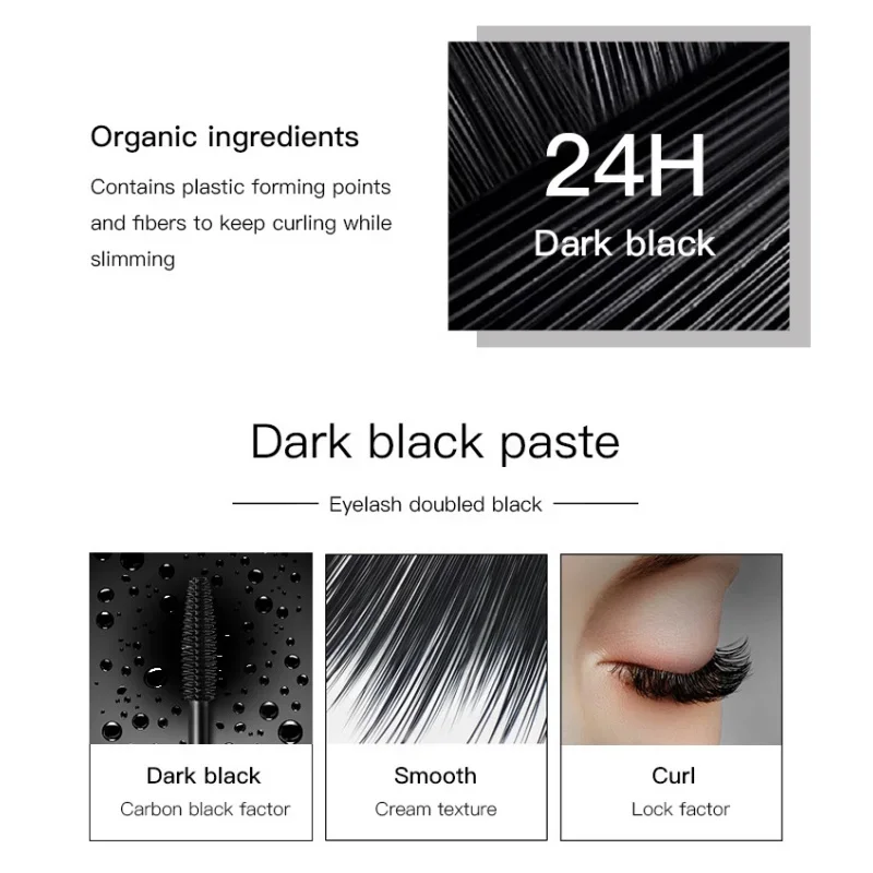 Mascara Anti-transpiration noir imperméable pour femmes, Extension de cils en Fiber de soie, maquillage sans taches, cosmétique, allonge les cils