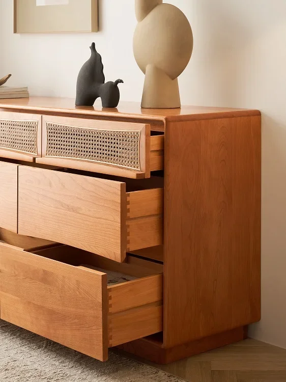 9 chest of drawers solid wood cherry wood, Nordic sideboard, living room bedroom furniture locker