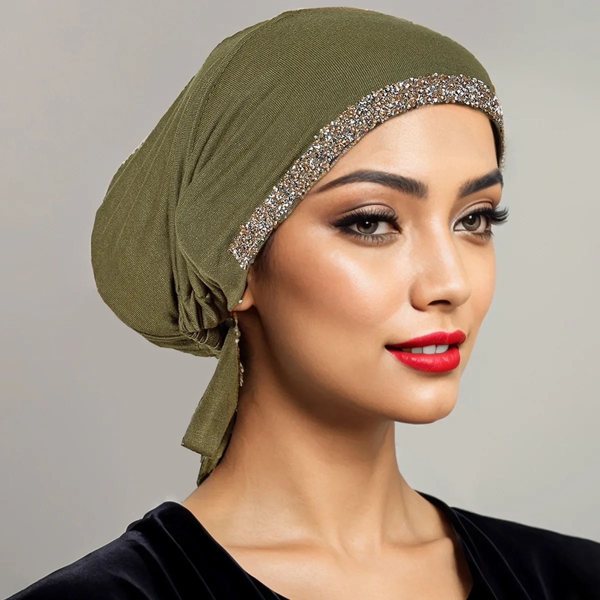 2025 مشروط underscarf حجر الراين المرأة المسلمة قبعة عمامة الحجاب الداخلي قبعات الإسلام بونيه الإناث حك الحجاب Turbante Mujer