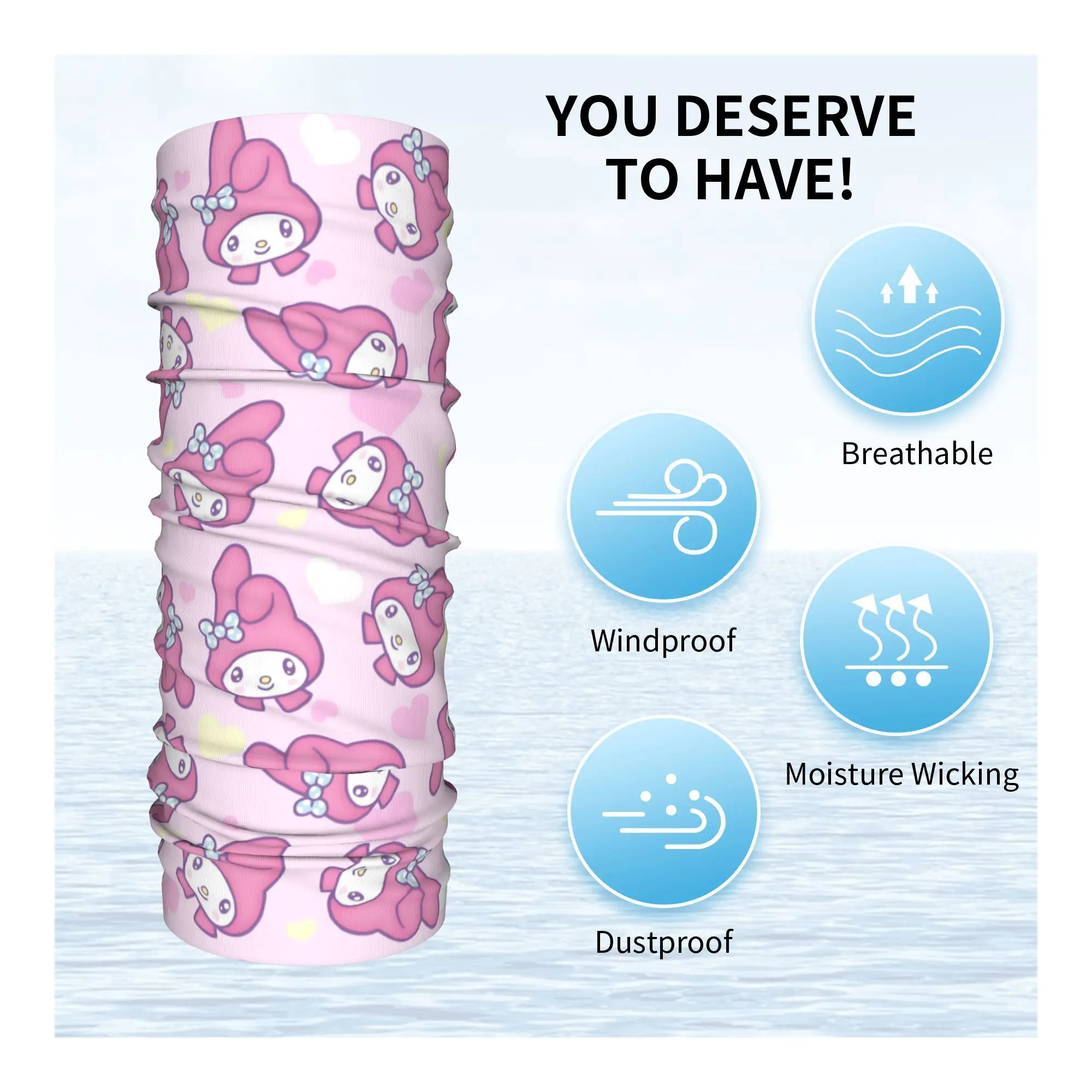 Custom Pink Melody Bandana Neck Gaiter UV Protection Face Scarf Cover Men Women Kawaii Design Headwear Tube Balaclava