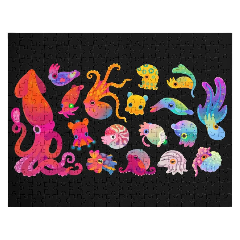 Cephalopod Jigsaw Puzzle Diorama Accessories Custom Name Child Toy Wooden Puzzle Adults