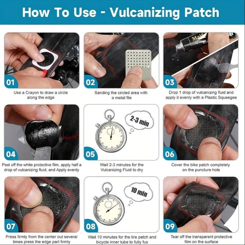 Bike Tire Repair Kit Multifunctional Bike Repair Tool Tire Puncture Repair Kit Tire Fix Self-Adhesive Tire Patch Kit Flat Tire