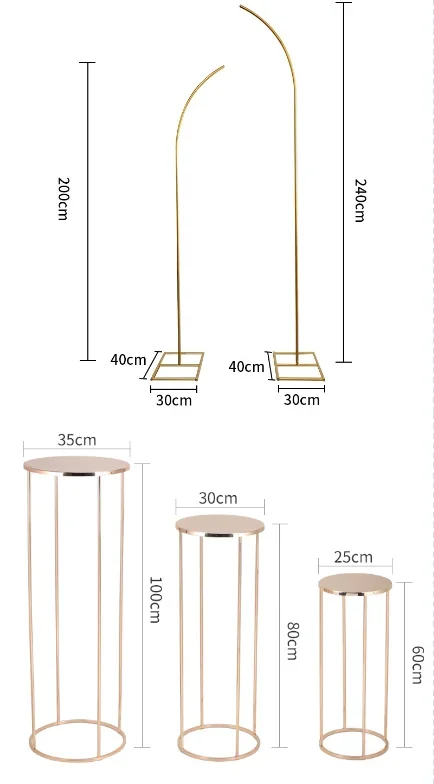 5PCS Flower Arch With Cake Stand Plinth Column Dessert Table Candy Bar Display Rack For Birthday Wedding Baptism Decoration