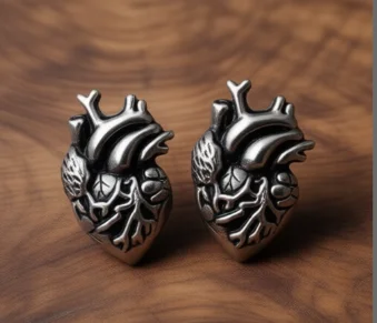 Anatomical Heart Stud Goth Oddities Wicca Human Anatomy Curiosities Taxidermy Medical Earring Halloween Occult Gothic Jewelry
