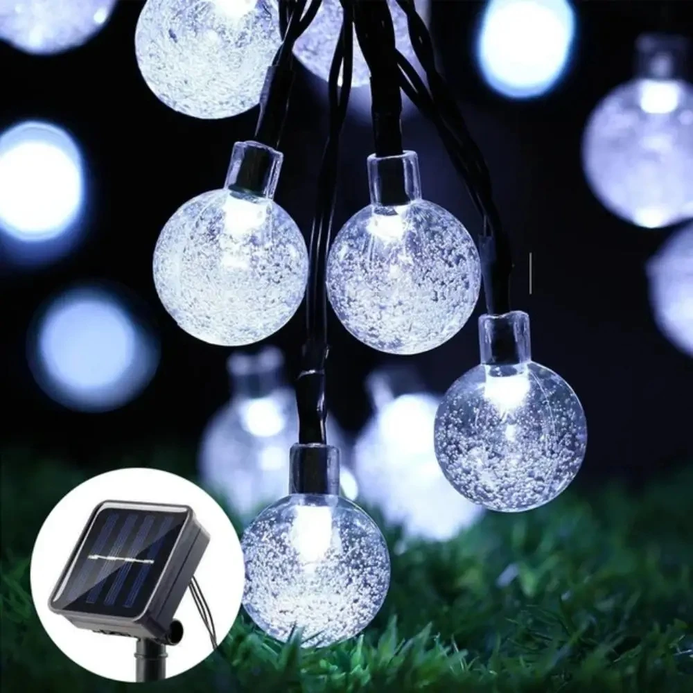 Solar LED String Lights 20LED Outdoor Waterproof Crystal Ball Lights Camping Hanging Fairy Lights For Garden Party Decoration