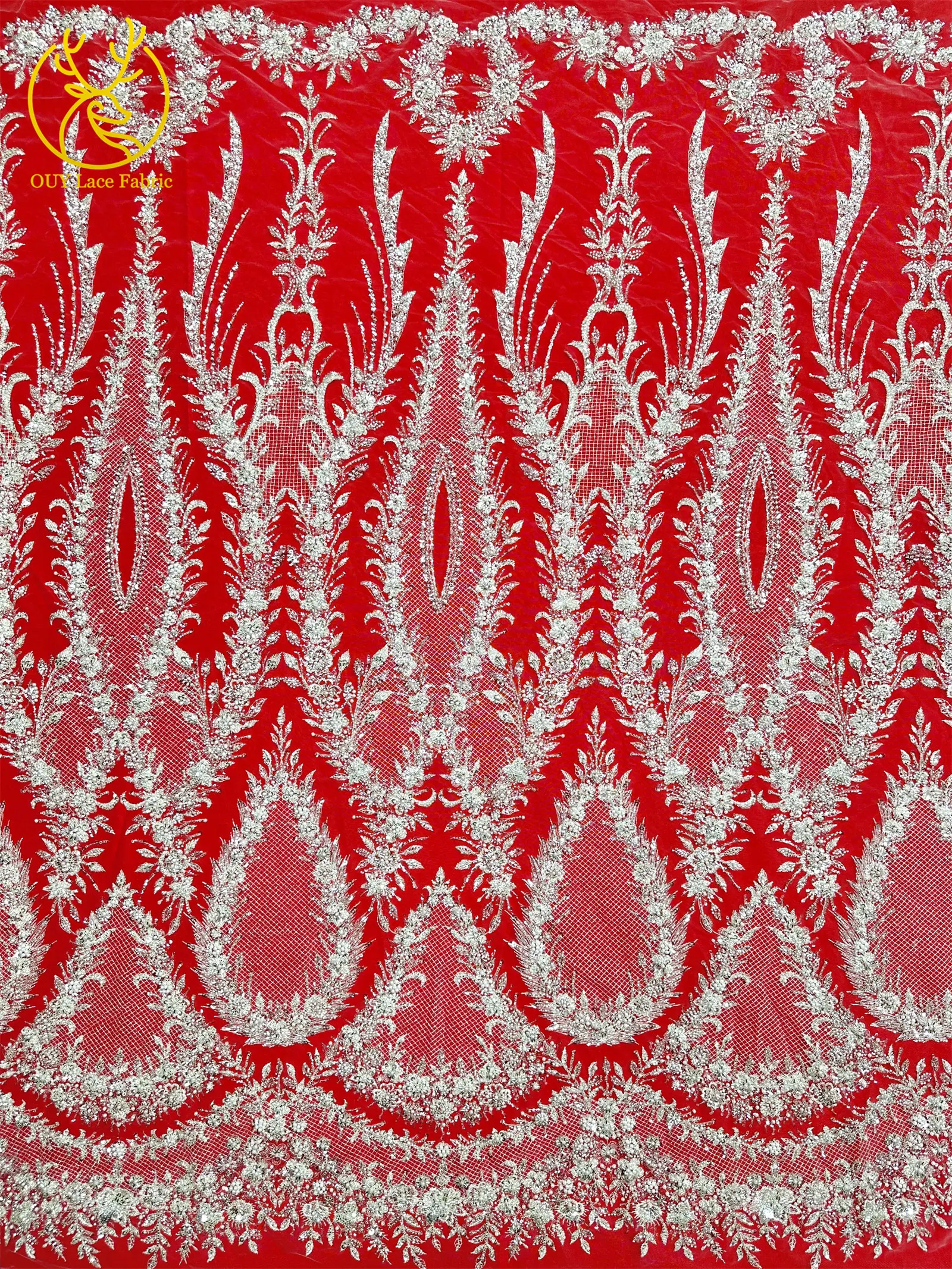 Modischer nigerianischer Brautkleidstoff mit Perlen und Spitze, 2026 neues Design, französische Netzspitze, afrikanischer Pailletten-Spitzenstoff für Hochzeitskleider zum Nähen – Detail 13