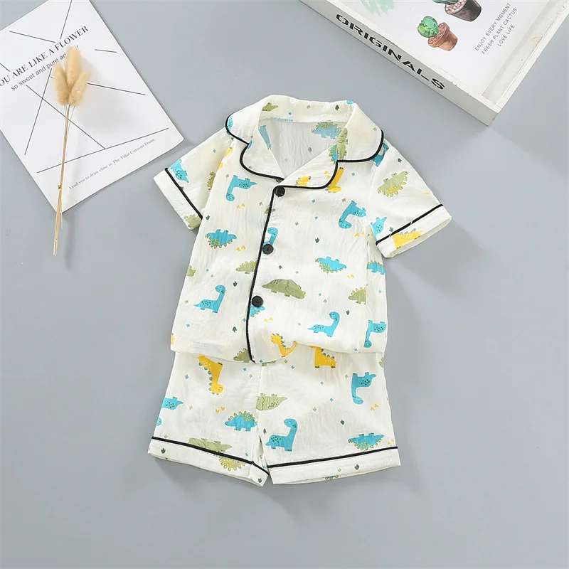 

New Summer Baby Clothes Suit Children Boys Sleepwear Short Sleeved Shirt Shorts 2Pcs/Sets Kids Girls Clothing Set Infant Pajamas
