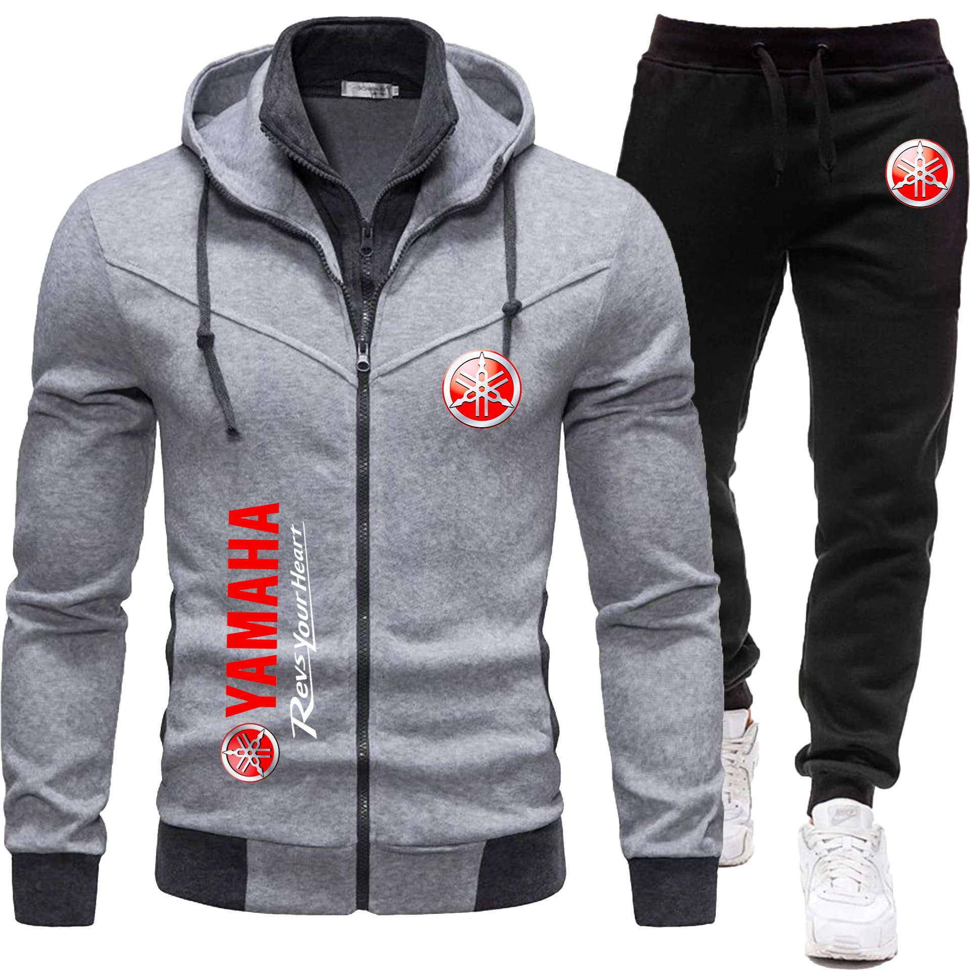 

Yamaha men's hoodie fashionable jogging casual solid color hooded cardigan hoodie men's new set
