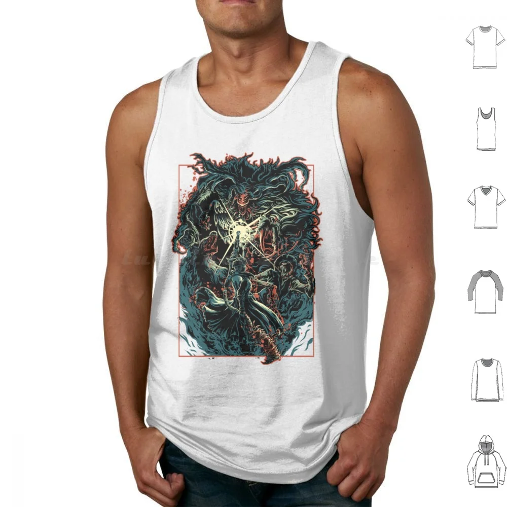 Bloody Beast Tank Tops Print Cotton Bloodborne Souls Tarot Moon Drew Wise Yharnam Blood Vials Dark Ps4 Video Game Gothic