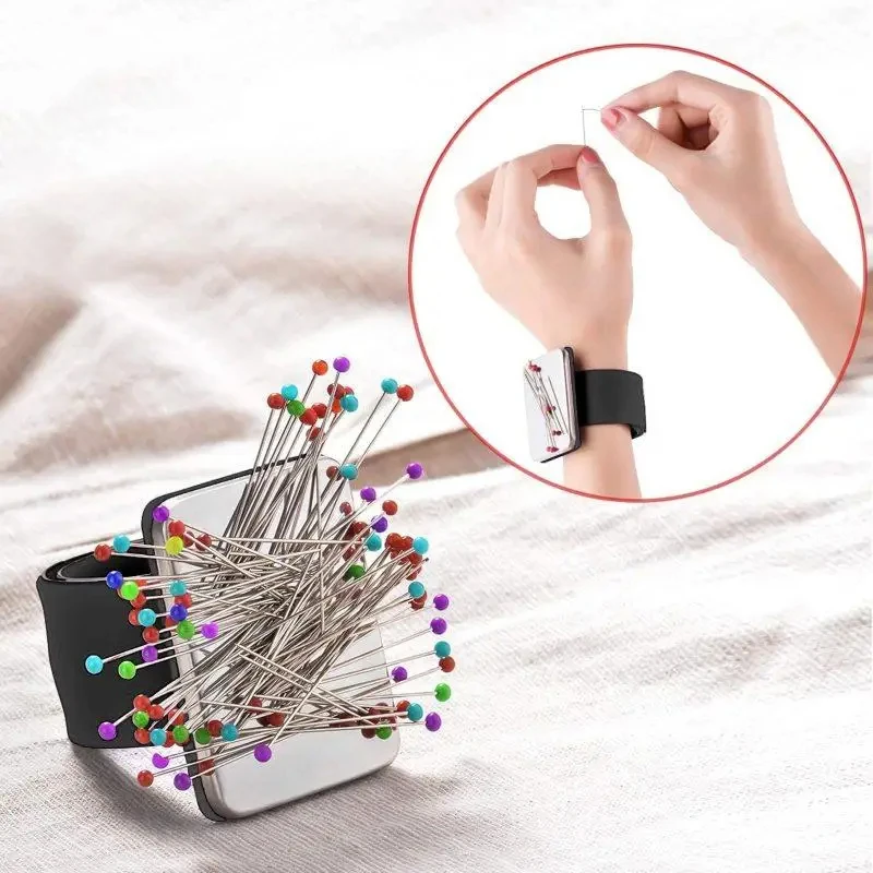 Magnetic Sewing Pin Cushion Silicone Wrist Needle Pad Safe Bracelet Pin Cushion Storage Sewing Pins Wristband Pin Holder