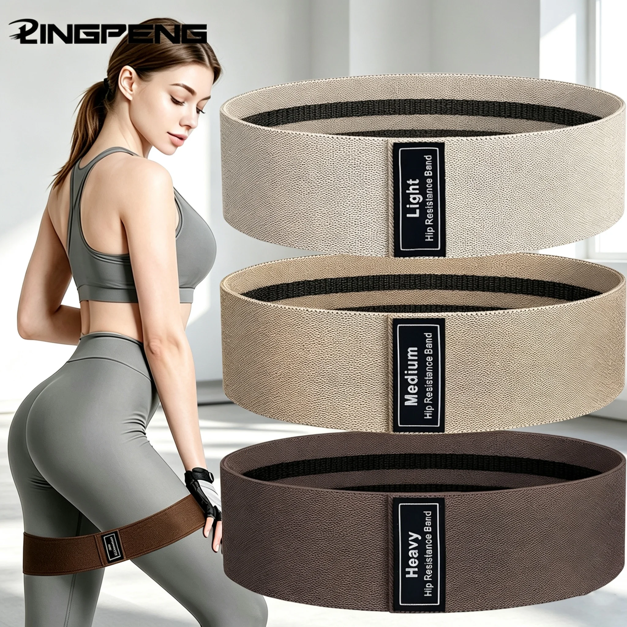 Fabric Booty Bands Set, 3 Levels Hip Resistance Bands for Glute Leg Workout, Squat Pilates Home Gym Fitness Exercise Bands