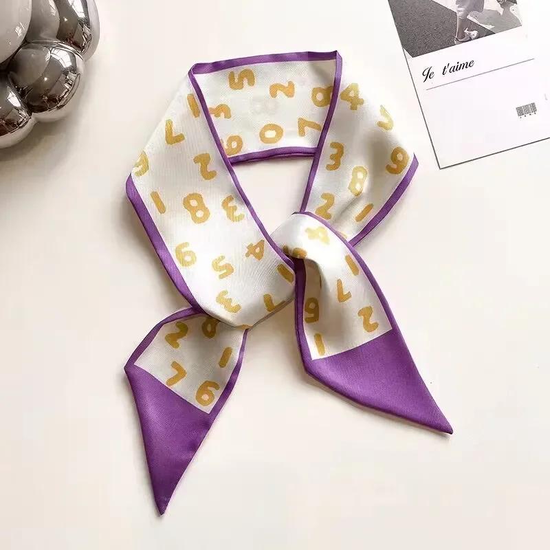 Korean Romantic Purple Long Silk Scarf Women\'s French Headband Tie Super Fairy Ribbon Ribbons All Match Hair Accessories